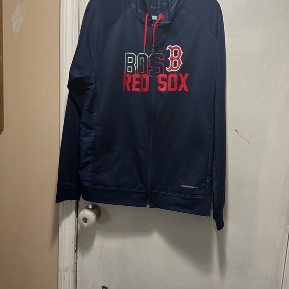 Boston Red Sox men’s large ThermaBase Navy zip up sweatshirt hooded - Picture 3 of 5